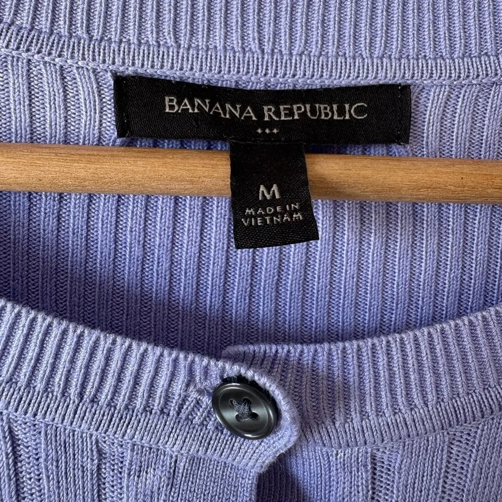 Banana Republic Lilac Ribbed Front-Button Cardigan | Size Medium - Picture 6 of 9